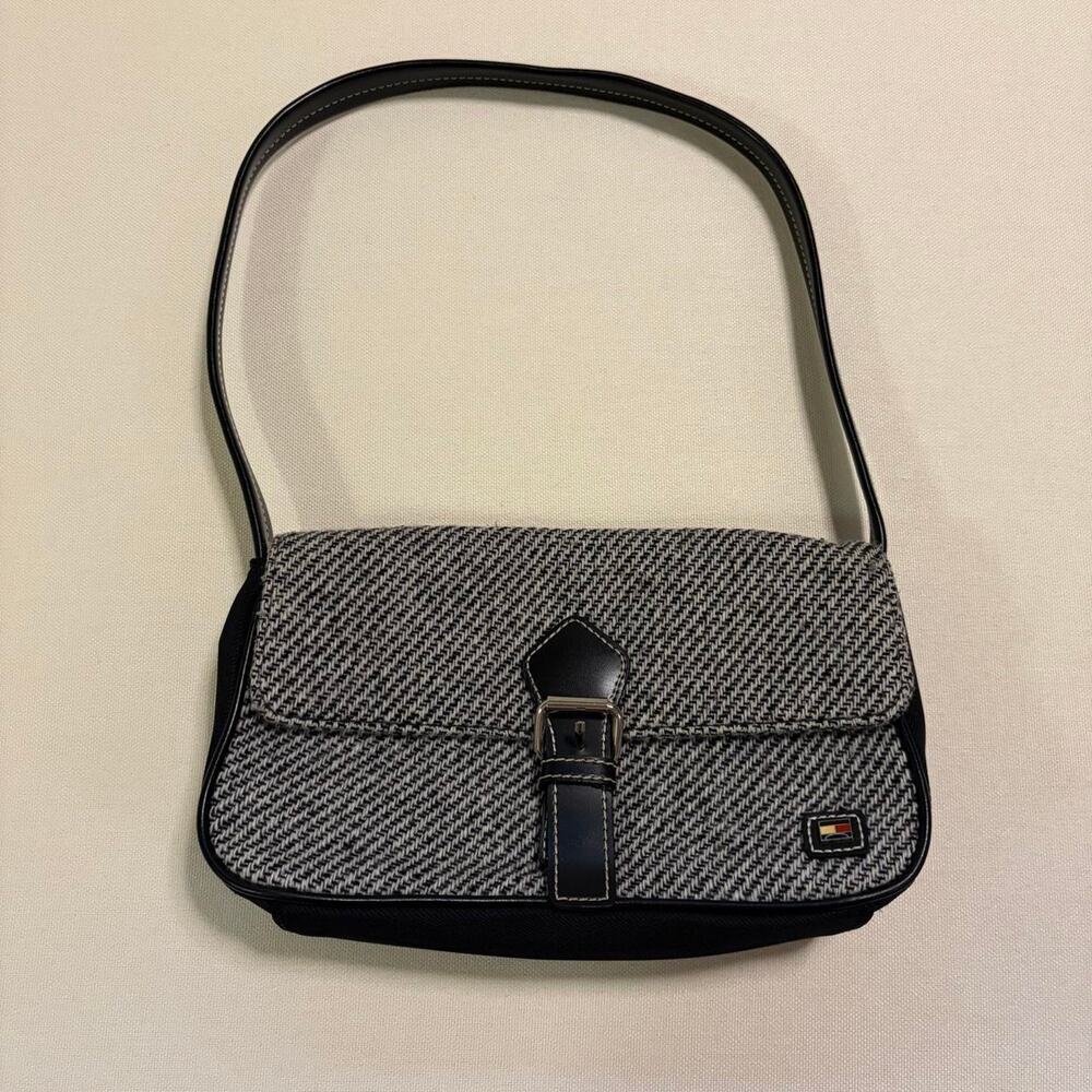 Vintage Y2K Tommy Hilfiger Houndstooth Mini Baguette Shoulder Bag